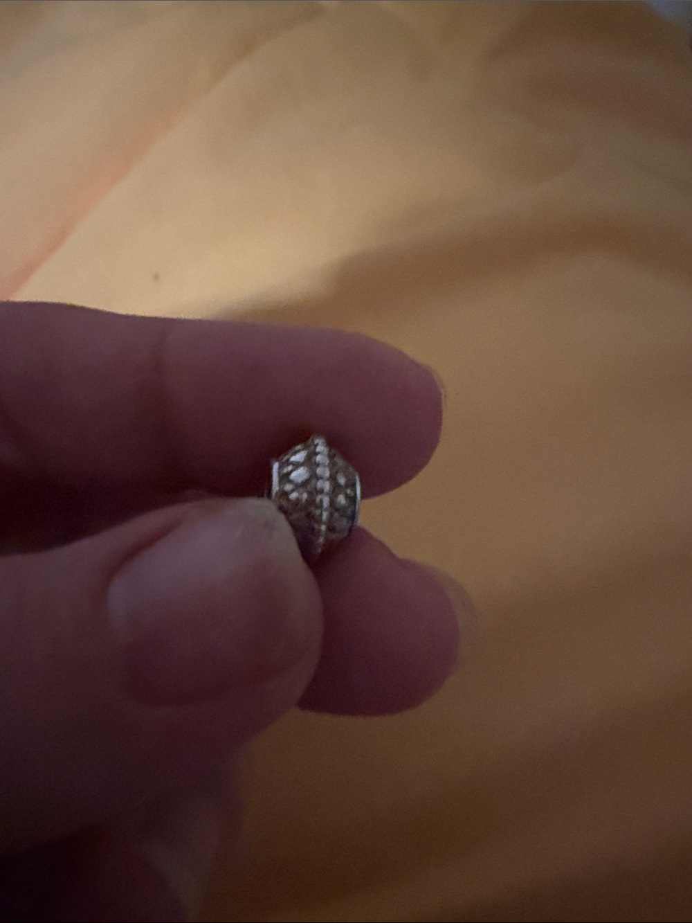 Silver-Tone Pave Bead Charm -